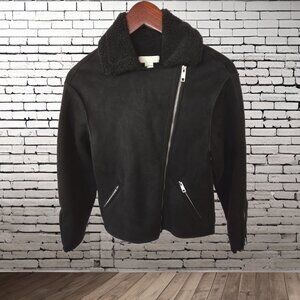 H&M Faux Suede Biker Jacket with Faux Shearling Lining - Size 2
